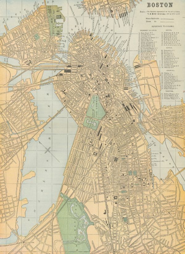 輸入壁紙 カスタム壁紙 PHOTOWALL / Boston Map (e316455)