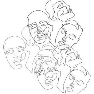 輸入壁紙 カスタム壁紙 PHOTOWALL / Lined Face Sketches II (e316784)