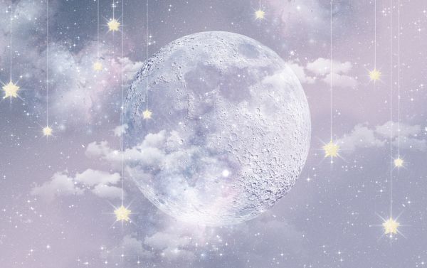 輸入壁紙 カスタム壁紙 PHOTOWALL / Moon with stars (e317159)