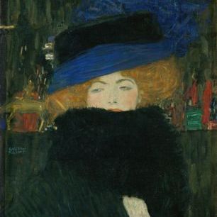 輸入壁紙 カスタム壁紙 Photowall Lady With Hat And Feather Boa Gustav Klimt 壁紙屋本舗