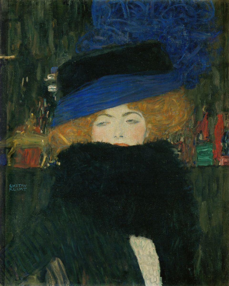 輸入壁紙 カスタム壁紙 Photowall Lady With Hat And Feather Boa Gustav Klimt E317007 壁紙屋本舗
