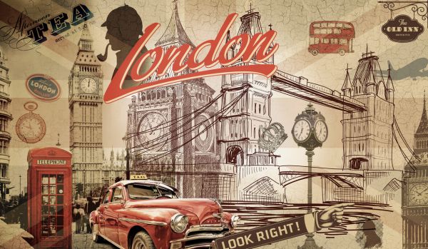 輸入壁紙 カスタム壁紙 PHOTOWALL / Vintage London Postcard (e317692)