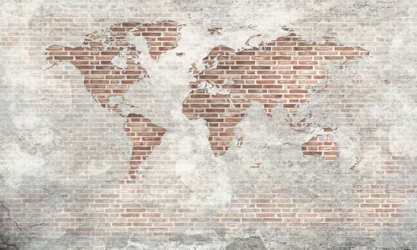 輸入壁紙 カスタム壁紙 PHOTOWALL / Brick Wall World Map (e318231)