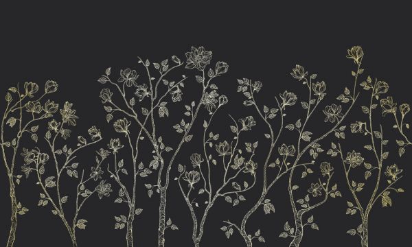 輸入壁紙 カスタム壁紙 PHOTOWALL / Crescent Vegetative - Dark Grey (e318446)