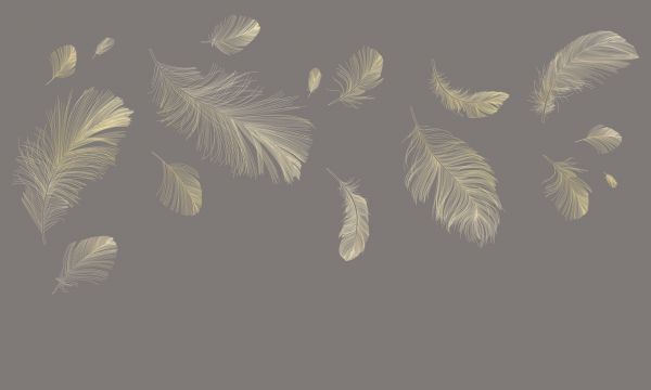 輸入壁紙 カスタム壁紙 PHOTOWALL / Flying Feathers - Grey (e318453)