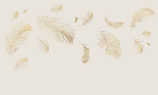 輸入壁紙 カスタム壁紙 PHOTOWALL / Flying Feathers - Soft Beige (e318454)