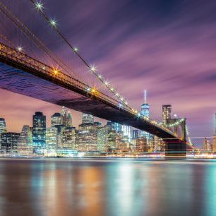 輸入壁紙 カスタム壁紙 PHOTOWALL / Brooklyn Bridge at Night (e317592)
