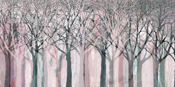 輸入壁紙 カスタム壁紙 PHOTOWALL / Row of Trees Pink (e318489)