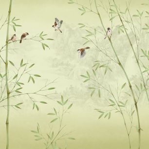 輸入壁紙 カスタム壁紙 PHOTOWALL / Bamboo Birds - Yellowish (e318724)