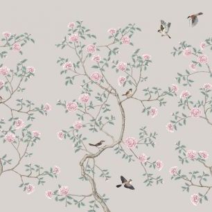 輸入壁紙 カスタム壁紙 PHOTOWALL / Floraison Chinoiserie Birds - Pearly (e318734)