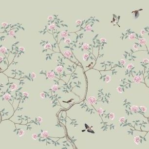 輸入壁紙 カスタム壁紙 PHOTOWALL / Floraison Chinoiserie Birds Pea (e318735)