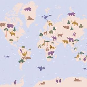 輸入壁紙 カスタム壁紙 PHOTOWALL / Animal World Map (e319159)