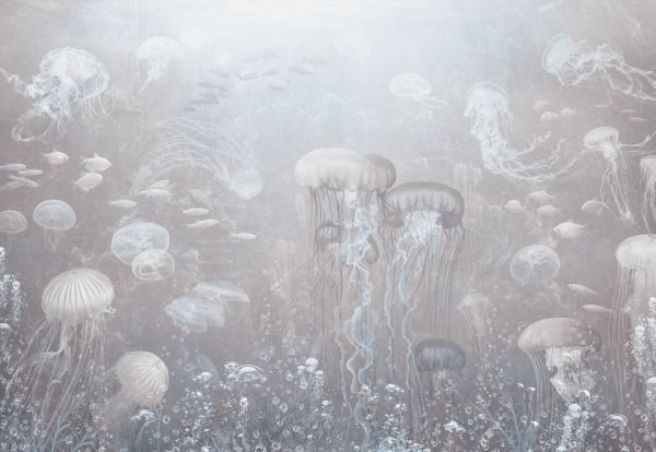 輸入壁紙 カスタム壁紙 PHOTOWALL / Jellyfish Garden - Sepia (e319258)