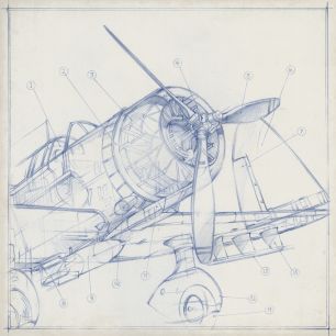 輸入壁紙 カスタム壁紙 PHOTOWALL / Airplane Mechanical Sketch (e320436)