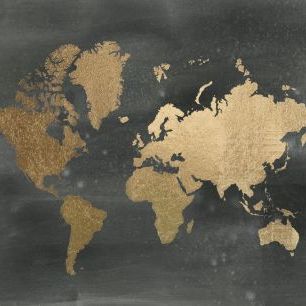 輸入壁紙 カスタム壁紙 PHOTOWALL / World Map on Black Wash (e320571)