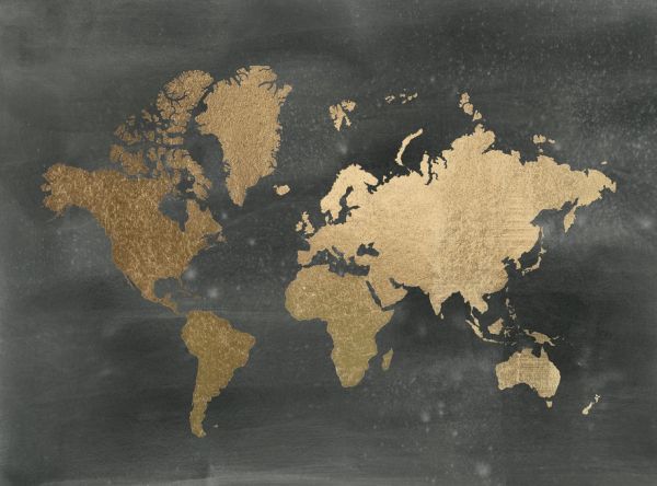 輸入壁紙 カスタム壁紙 PHOTOWALL / World Map on Black Wash (e320571)