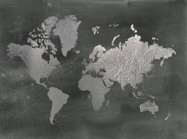 輸入壁紙 カスタム壁紙 PHOTOWALL / World Map on Black Wash (e320573)