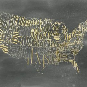 輸入壁紙 カスタム壁紙 PHOTOWALL / USA Map on Black Wash (e320574)
