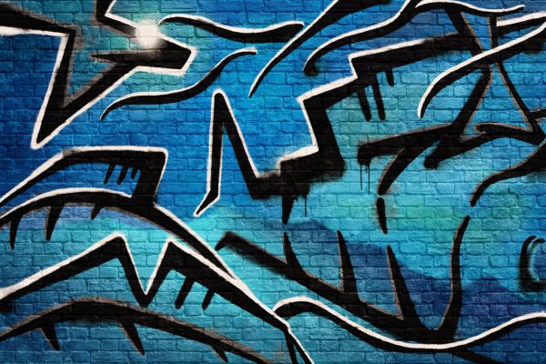 輸入壁紙 カスタム壁紙 PHOTOWALL / Brick Wall Graffiti - Blue (e320815)
