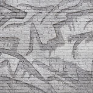 輸入壁紙 カスタム壁紙 PHOTOWALL / Brick Wall Graffiti - Gray (e320817)