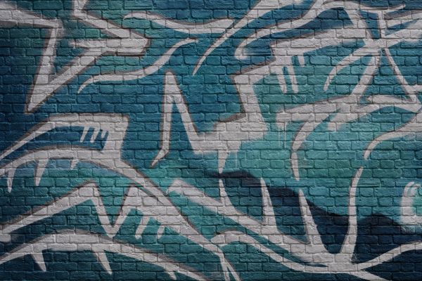 輸入壁紙 カスタム壁紙 PHOTOWALL / Brick Wall Graffiti - Turquoise (e320819)