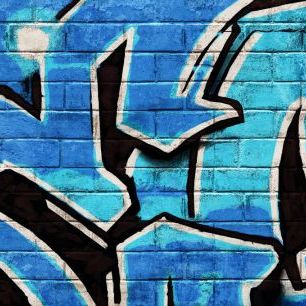 輸入壁紙 カスタム壁紙 PHOTOWALL / Graffiti Brick Wall - Blue (e320889)