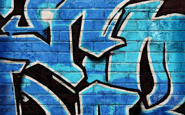 輸入壁紙 カスタム壁紙 PHOTOWALL / Graffiti Brick Wall - Blue (e320889)