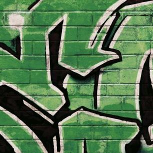 輸入壁紙 カスタム壁紙 PHOTOWALL / Graffiti Brick Wall - Green (e320891)