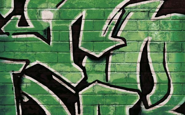 輸入壁紙 カスタム壁紙 Photowall Graffiti Brick Wall Green 1 壁紙屋本舗