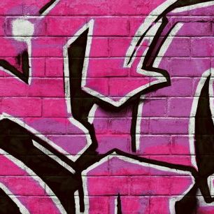 輸入壁紙 カスタム壁紙 PHOTOWALL / Graffiti Brick Wall - Pink (e320892)