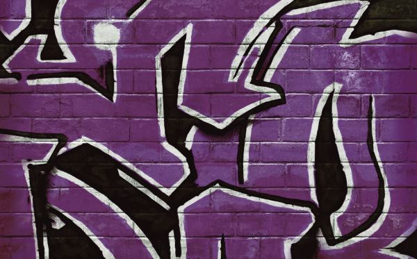 輸入壁紙 カスタム壁紙 PHOTOWALL / Graffiti Brick Wall - Purple (e320893)