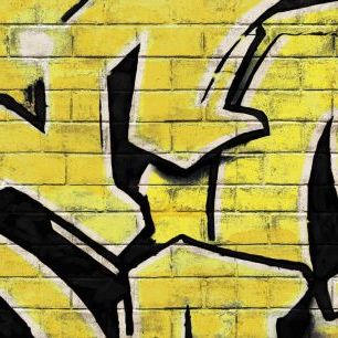 輸入壁紙 カスタム壁紙 PHOTOWALL / Graffiti Brick Wall - Yellow (e320895)
