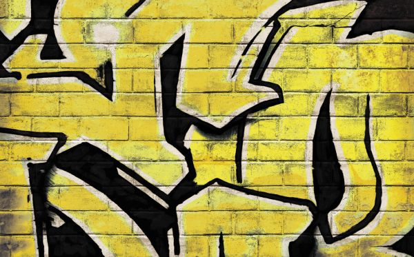 輸入壁紙 カスタム壁紙 PHOTOWALL / Graffiti Brick Wall - Yellow (e320895)