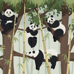 輸入壁紙 カスタム壁紙 PHOTOWALL / Panda Trees (e320865)