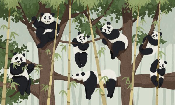 輸入壁紙 カスタム壁紙 PHOTOWALL / Panda Trees (e320865)