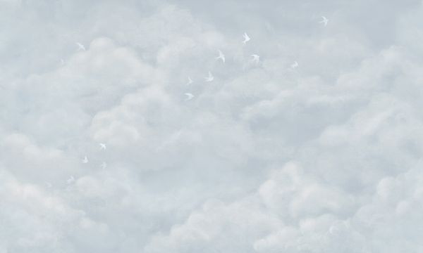 輸入壁紙 カスタム壁紙 PHOTOWALL / Tender Clouds with White Swallows - Soft Blue (e320871)