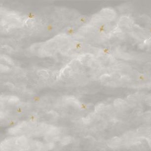 輸入壁紙 カスタム壁紙 PHOTOWALL / Tender Clouds with Yellow Swallows - Beige (e320872)