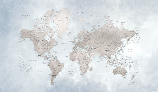 輸入壁紙 カスタム壁紙 PHOTOWALL / World Map - Bright (e320845)