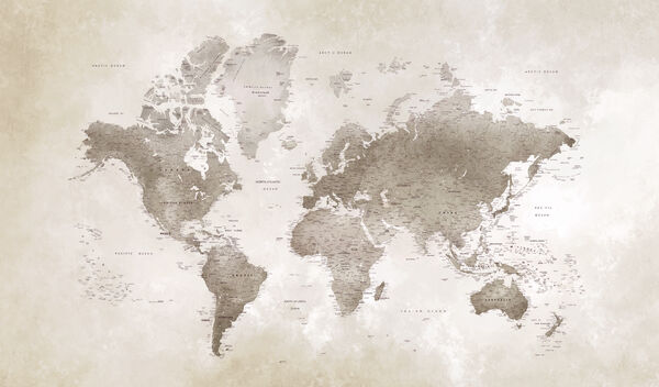 輸入壁紙 カスタム壁紙 PHOTOWALL / World Map - Sepia (e320847)
