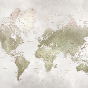 輸入壁紙 カスタム壁紙 PHOTOWALL / World Map - Smoky (e320848)