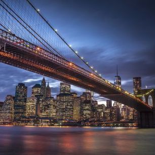 輸入壁紙 カスタム壁紙 PHOTOWALL / Illuminated Brooklyn Bridge (e321052)