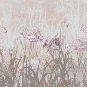 輸入壁紙 カスタム壁紙 PHOTOWALL / Flamingos in the Grass - Sepia (e321310)