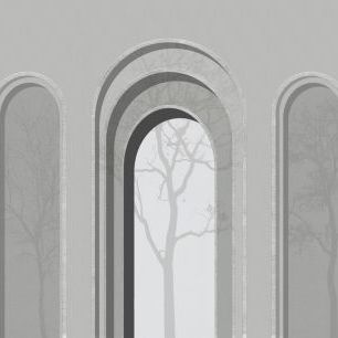 輸入壁紙 カスタム壁紙 PHOTOWALL / Arch Adornment with Trees - Gray (e321584)