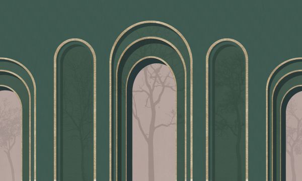 輸入壁紙 カスタム壁紙 PHOTOWALL / Arch Adornment with Trees - Green (e321586)
