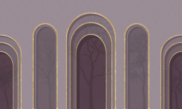 輸入壁紙 カスタム壁紙 PHOTOWALL / Arch Adornment with Trees - Violet (e321587)