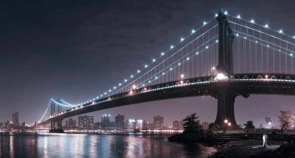 輸入壁紙 カスタム壁紙 PHOTOWALL / Lovers under Manhattan Bridge (e320700)