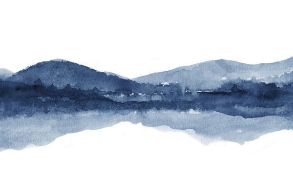 輸入壁紙 カスタム壁紙 PHOTOWALL / Watercolor Landscape I - Navy Blue (e321169)