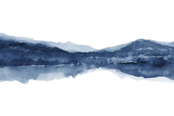 輸入壁紙 カスタム壁紙 PHOTOWALL / Watercolor Landscape II - Navy Blue (e321170)