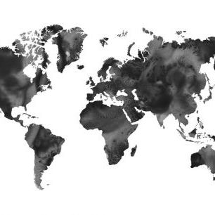 輸入壁紙 カスタム壁紙 PHOTOWALL / Watercolor World Map Black (e321173)