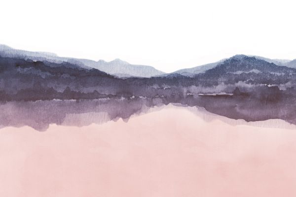 輸入壁紙 カスタム壁紙 PHOTOWALL / Watercolor Landscape IV - Pink and Blue (e321172)